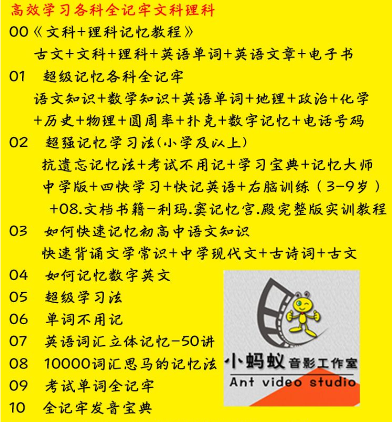 图片[5]-超级学习法记忆宫殿初高中各科快速思维导图天才精英班视频教程